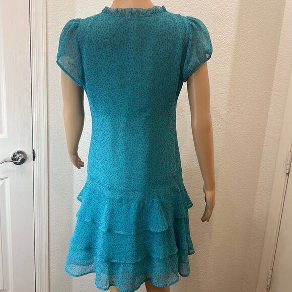 Crew clothing Size 6 Floral Square Lace Neck Short Sleeve Button Ruffle Lined - Picture 7 of 10